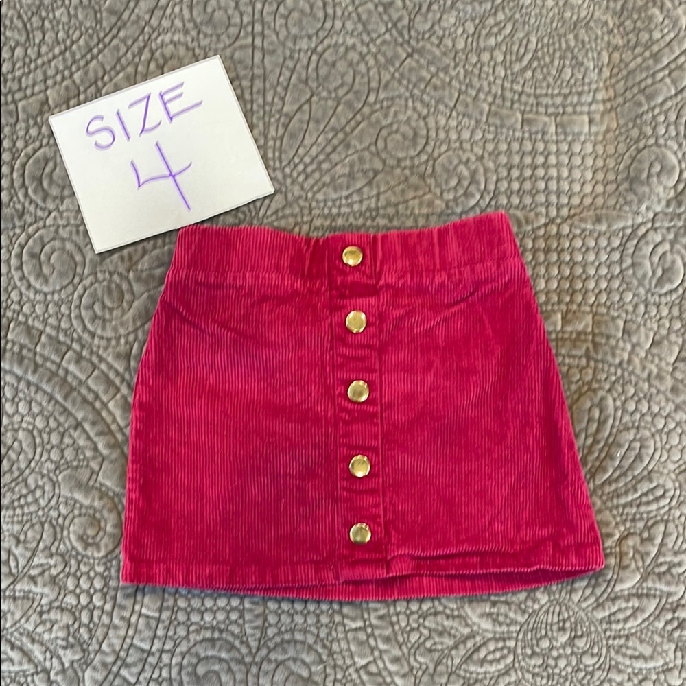 Isaac Mizrahi Pink Corduroy Skirt with Gold Buttons